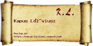 Kapus Líviusz névjegykártya