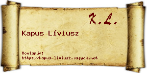 Kapus Líviusz névjegykártya