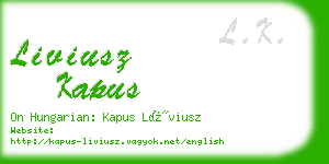 liviusz kapus business card